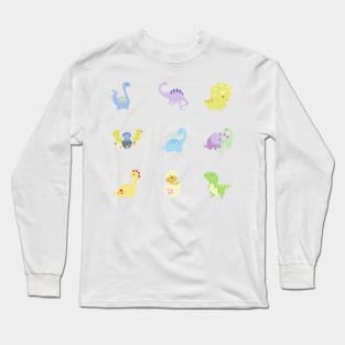 Dinosaur Illustrations Sticker Pack Long Sleeve T-Shirt